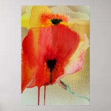 Red Poppies fließendes Aquarell Moderne Blume
