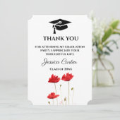 Red Poppies Floral Abschluss Vielen Dank Einladung (Stehend Vorderseite)