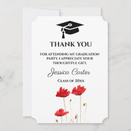 Red Poppies Floral Abschluss Vielen Dank Einladung