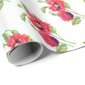 Red Poppies floral Art Geschenkpapier (Rolleneckpunkt)