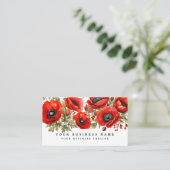 Red Poppies floral Business Card Visitenkarte (Stehend Vorderseite)