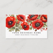 Red Poppies floral Business Card Visitenkarte (Vorderseite)