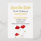 Red Poppies floral Foto QR Code Hochzeit Folieneinladung (Vorderseite)
