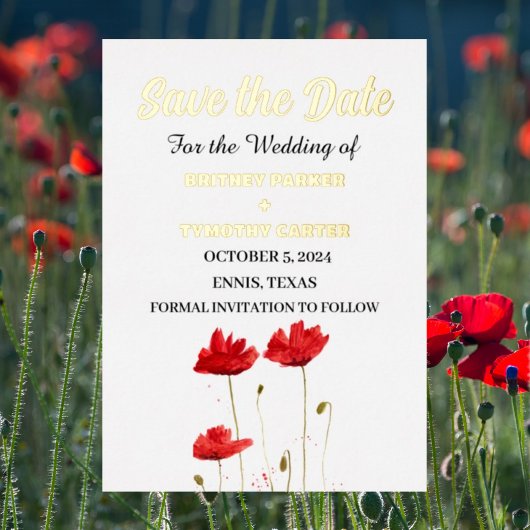 Red Poppies floral Foto QR Code Hochzeit Folieneinladung