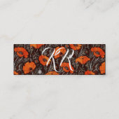 RED POPPIES Floral Monogram White Black Paper Mini Visitenkarte (Rückseite)