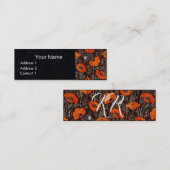 RED POPPIES Floral Monogram White Black Paper Mini Visitenkarte (Vorne/Hinten)