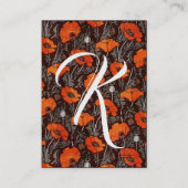 RED POPPIES Floral Monogram White Black Paper Visitenkarte (Rückseite)