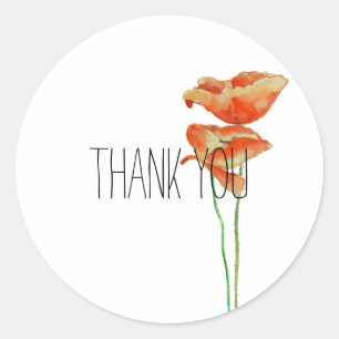 Red Poppies Floral Vielen Dank Runder Aufkleber