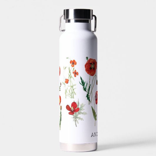 Red Poppies Florals Trinkflasche (Vorne)