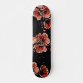 Red Poppies Flowers Black Skateboard (Vorne)