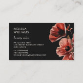 Red Poppies Flowers Black Visitenkarte (Rückseite)