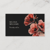 Red Poppies Flowers Black Visitenkarte (Vorderseite)