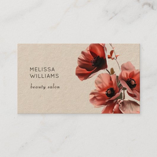 Red Poppies Flowers Kraft Paper Visitenkarte (Vorderseite)