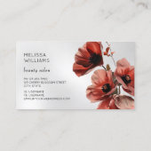 Red Poppies Flowers Silver Visitenkarte (Rückseite)