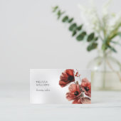 Red Poppies Flowers Silver Visitenkarte (Stehend Vorderseite)