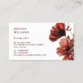 Red Poppies Flowers White Visitenkarte (Rückseite)