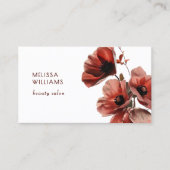 Red Poppies Flowers White Visitenkarte (Vorderseite)