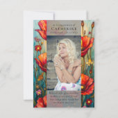 Red Poppies Foto Beileid Beerdigung Gedenkstätte Dankeskarte (Rückseite)