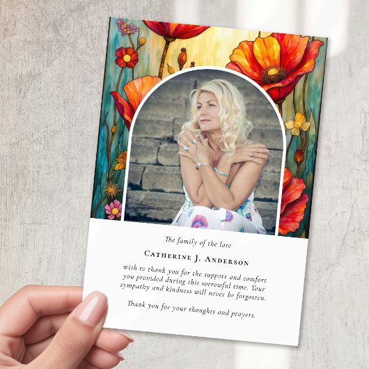 Red Poppies Foto Beileid Beerdigung Gedenkstätte Dankeskarte