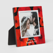 Red Poppies Foto der Ehe von Neugeborenen Fotoplatte (Vorderseite)