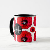 Red Poppies Fügen Sie Ihren Namen und Ihren Anfang Tasse (Vorderseite Links)