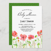 Red Poppies Garden Baby Shower Einladung (Vorne/Hinten)