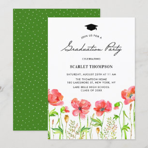 Red Poppies Garden Graduation Party Einladung