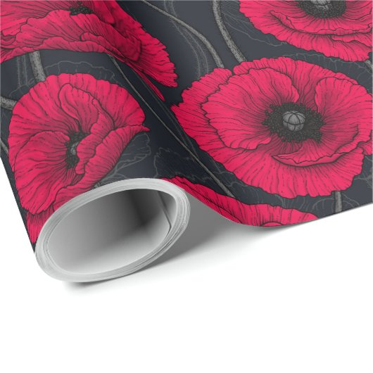 Red Poppies Geschenkpapier (Rolleneckpunkt)
