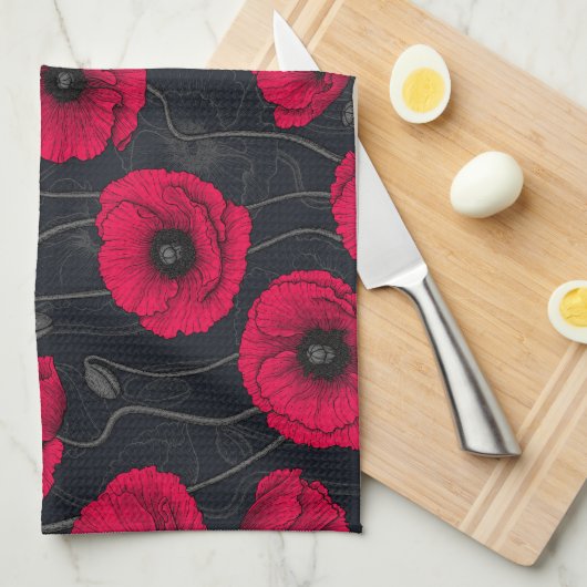Red Poppies Geschirrtuch (Viertel Falte)