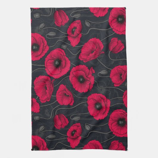 Red Poppies Geschirrtuch (Vertikal)