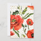 Red Poppies Gold Confetti Vielen Dank Script Card Dankeskarte (Rückseite)