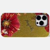 Red Poppies Gold Glitzer Individuelle Name Case-Mate iPhone Hülle (Rückseite (Horizontal))