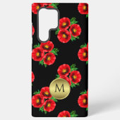 Red Poppies Gold Monogram Samsung Galaxy Hülle (Rückseite)