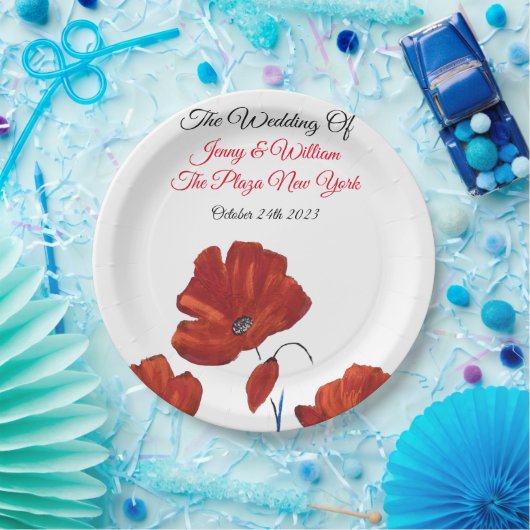 Red Poppies Hochzeit Pappteller (Party)