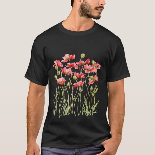 Red Poppies Illustration T-Shirt (Vorderseite)