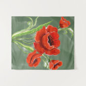 Red Poppies Illustration Wandteppich (Vorderseite (Horizontal))