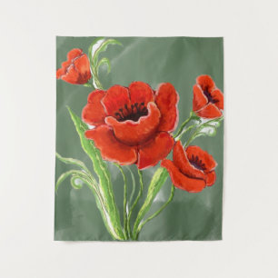 Red Poppies Illustration Wandteppich
