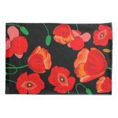 Red Poppies im blühenden schwarzen Hintergrund Kissenbezug (Rückseite-Links)