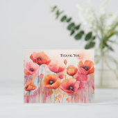 Red Poppies in einer Feldfarbe Vielen Dank Postkarte (Stehend Vorderseite)