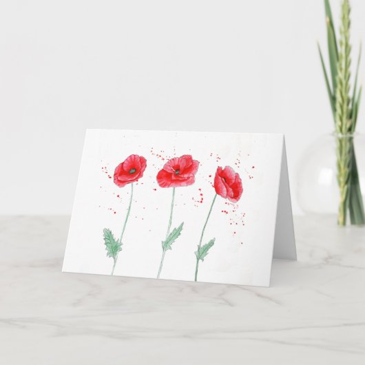 Red Poppies in Watercolors Dankeskarte (Vorderseite)