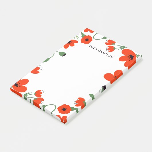 Red Poppies | INDIVIDUELLE NAME Post-it Klebezettel (angewinkelt)