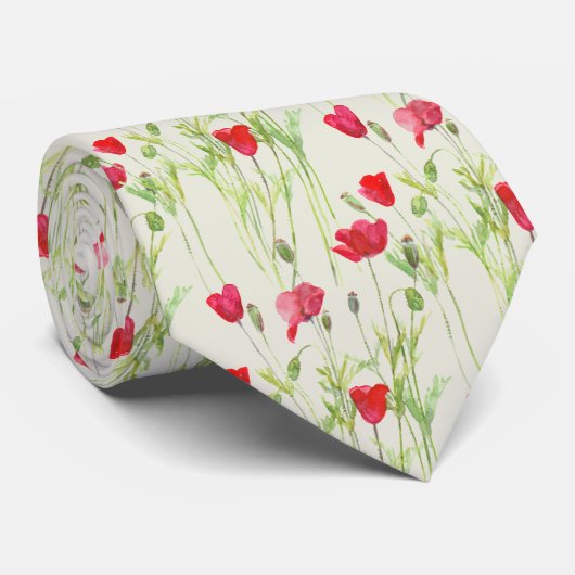red poppies krawatte (Gerollt)