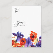 Red Poppies & Lila Iris Display-Shower Cards Begleitkarte (Rückseite)