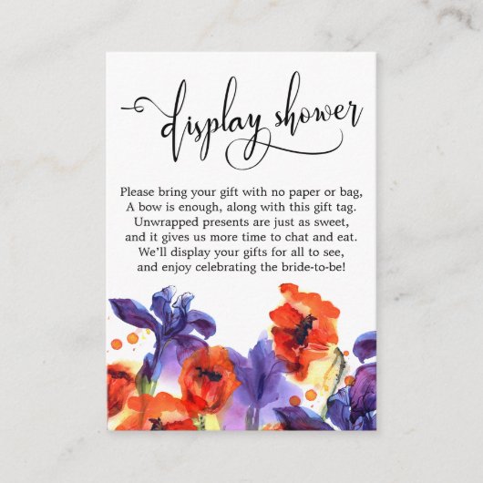 Red Poppies & Lila Iris Display-Shower Cards Begleitkarte (Vorderseite)