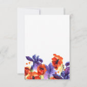 Red Poppies, Lila Iris Watercolor Wedding RSVP Karte (Rückseite)