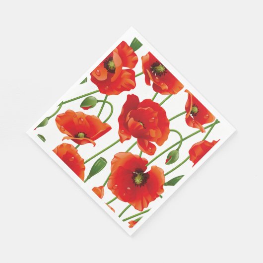 Red Poppies Luncheon Paper Napkins Serviette (Ecke)