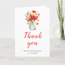 Red Poppies Mason Jar Birthday