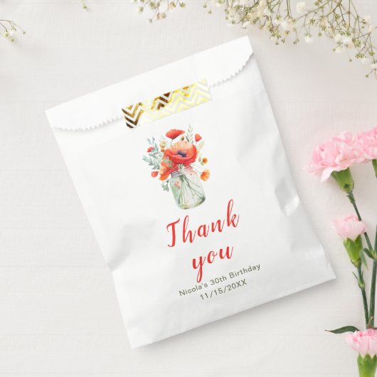 Red Poppies Mason Jar Birthday Geschenktütchen (Versiegelt)