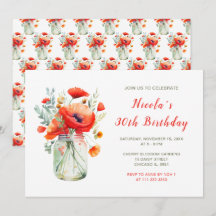 Red Poppies Mason Jar Birthday Party