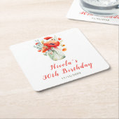 Red Poppies Mason Jar Birthday Rechteckiger Pappuntersetzer (angewinkelt)